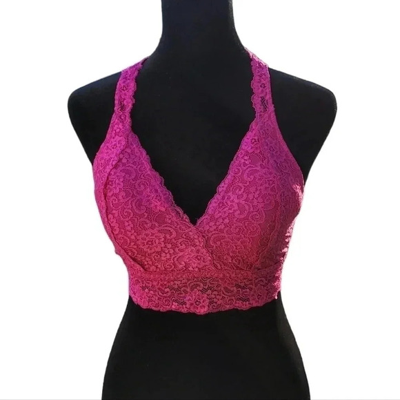 Soma Bralette Lace Racerback Medium Raspberry Color - Picture 2 of 7